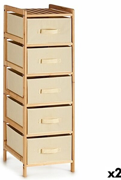 Chest of drawers Cream Wood Textile 34 x 103 x 36 cm (2 Units)