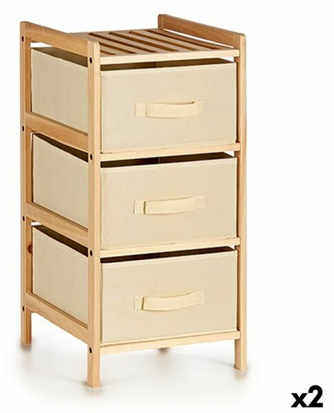 Chest of drawers Cream Wood Textile 36 x 66 x 34 cm (2 Units)