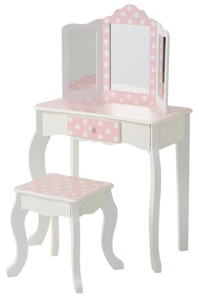 Dressing Table with Stool Teamson Pink White Spots 63 x 100 x 29 cm