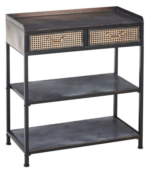 Hall Table with 2 Drawers BRICK Brown Black Iron 75,5 x 38 x 85 cm