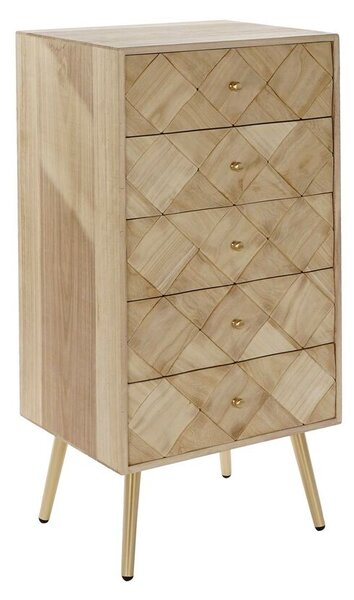 Chest of drawers DKD Home Decor Light brown Metal Pinewood Paolownia wood Natural Modern 45 x 35 x 93 cm