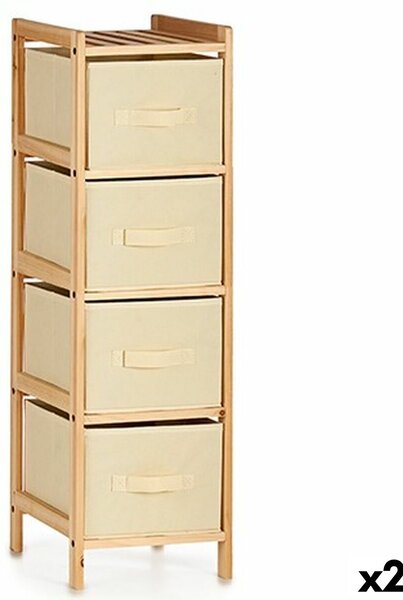 Chest of drawers Cream Wood Textile 28 x 89 x 29,5 cm (2 Units)