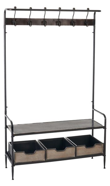 Hall Table with Drawers BRICK Coat rack Brown Black Iron 111 x 37 x 185 cm