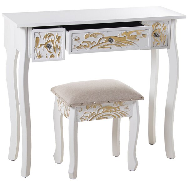 Dressing Table with Stool Alexandra House Living White 2 Pieces