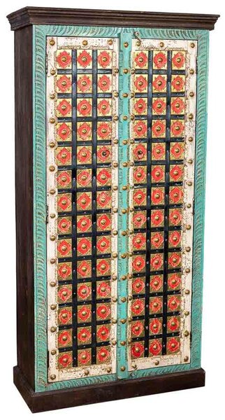 Cupboard Alexandra House Living Multicolour Brass Mango wood 40 x 90 x 180 cm