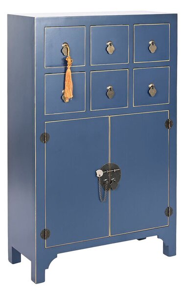 Chest of drawers DKD Home Decor Blue Golden Fir MDF Wood Oriental 63 x 27 x 101 cm