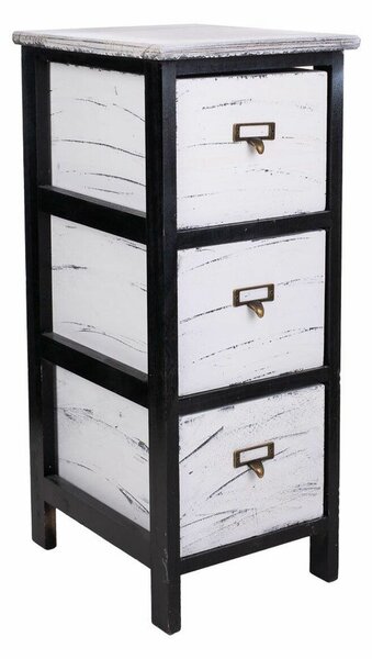 Chest of drawers Alexandra House Living White Black Paolownia wood 32 x 63 x 26 cm