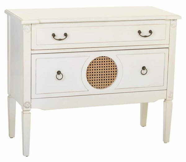 Chest of drawers Alexandra House Living White Rattan Fir wood MDF Wood 72 x 38 x 88 cm