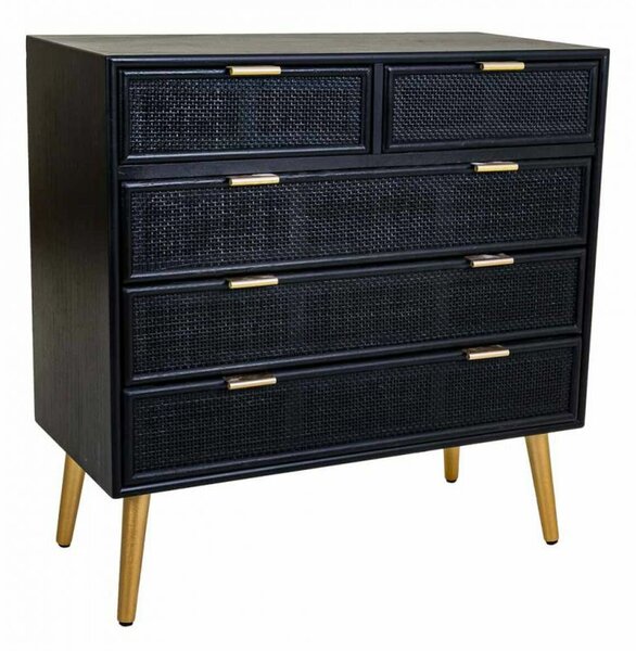 Chest of drawers Alexandra House Living Black Golden MDF Wood