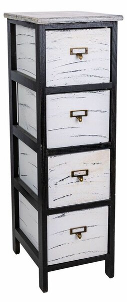 Chest of drawers Alexandra House Living White Black Paolownia wood 32 x 81 x 26 cm