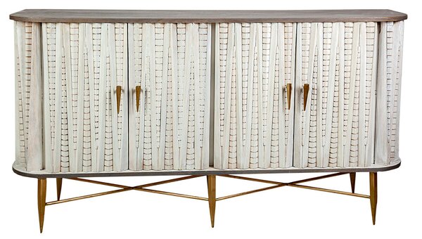 Chest of drawers Romimex White Silver Wood 43 x 83 x 153 cm