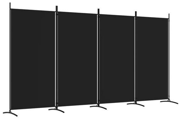 4-Panel Room Divider Black 346x180 cm Fabric