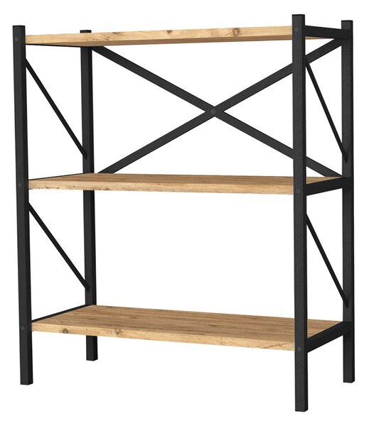 Bookshop Alexandra House Living Black Oak Metal Wood MDP 66 x 85 x 34 cm industrial 3 Shelves