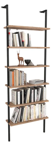 Bookshop Alexandra House Living Black Oak Metal Wood MDP 60 x 181 x 20 cm Staircase industrial 6 Shelves