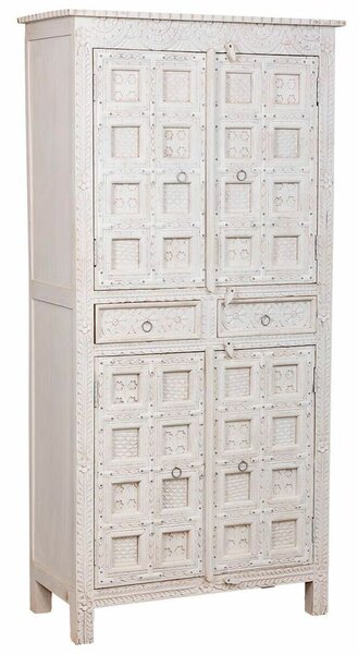 Wardrobe Alexandra House Living White Mango wood 93 x 192 x 45 cm