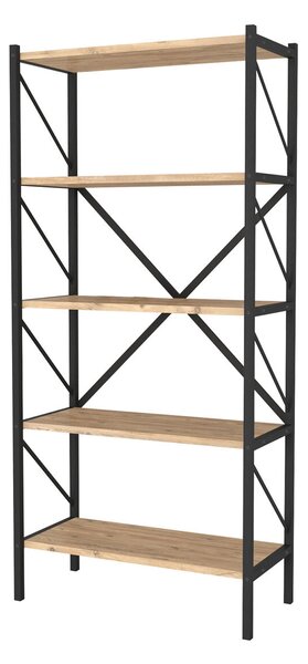 Bookshop Alexandra House Living Black Oak Metal Wood MDP 66 x 160 x 34 cm 5 Shelves industrial