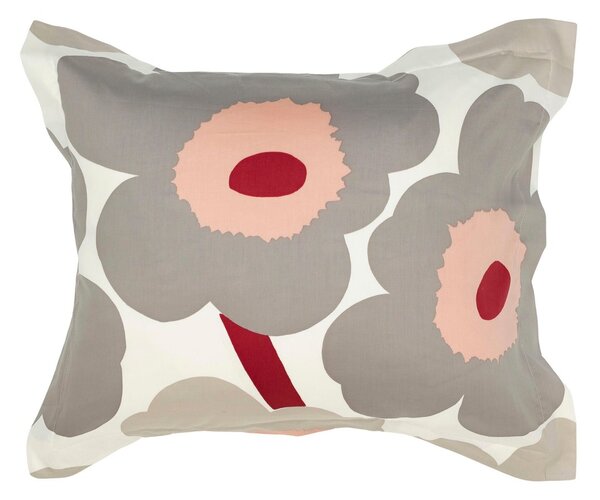 Marimekko Unikko pillowcase satin 50x60 cm Off white-warm grey-pink