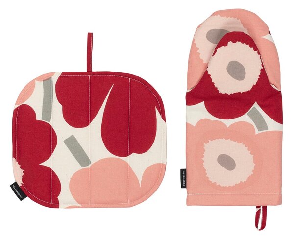 Marimekko Pieni Unikko oven mitt + pot holder 2 pieces Cotton-dark cherry-rose