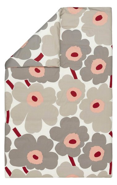 Marimekko Unikko duvet cover satin 150x210 cm Off white-warm grey-pink