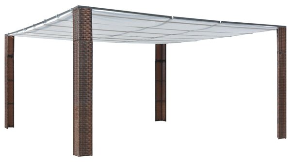 Gazebo with Roof Poly Rattan 400x400x200 cm Brown and Cream