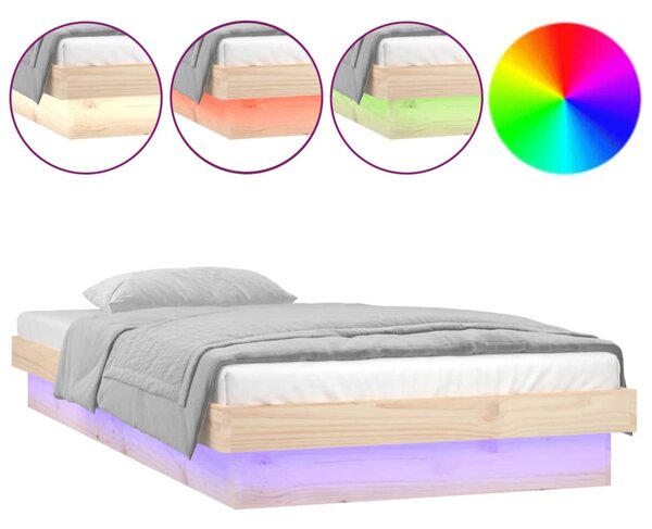 LED Bed Frame without Mattress Small Single Solid Wood