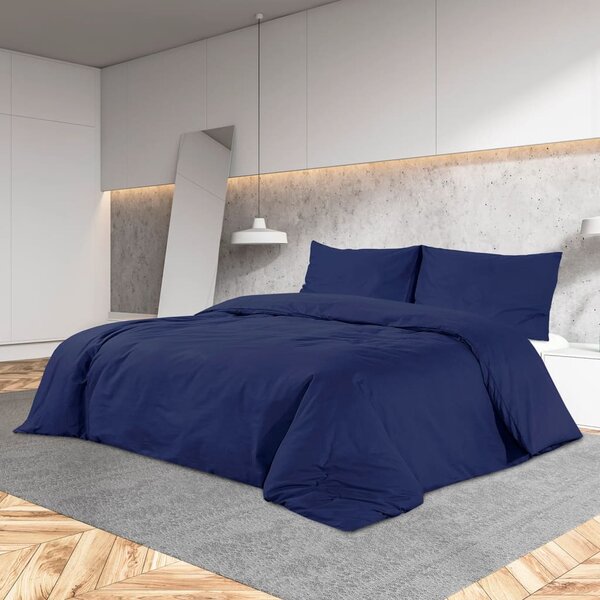 Duvet Cover Set Navy Blue 225x220 cm Light-weight Microfiber