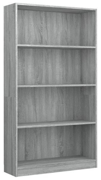 4-Tier Book Cabinet Grey Sonoma 80x24x142 cm Engineered Wood