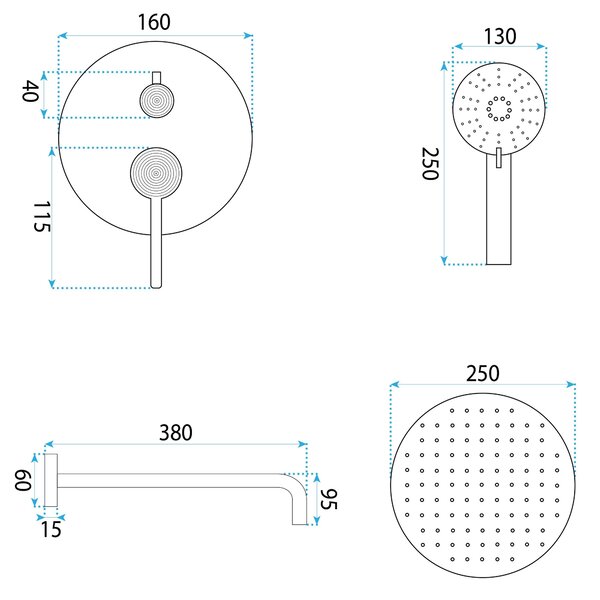 Shower system Rea Foster Brush Copper + BOX