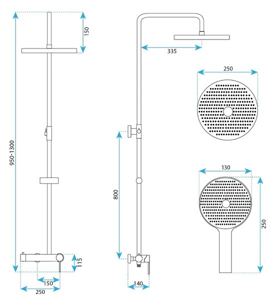 Shower set Rea Foster Brush Copper