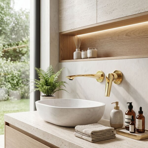 Concealed washbasin mixer REA VISION Gold + BOX