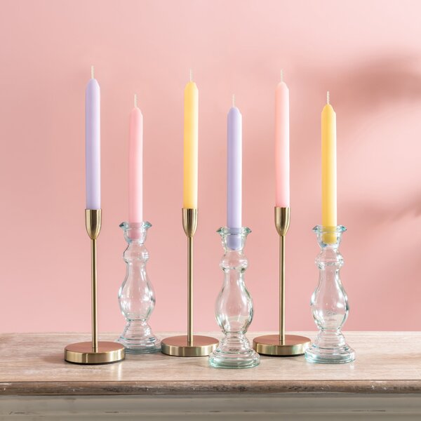 Pack of 6 Dinner Candles Pastels Pink