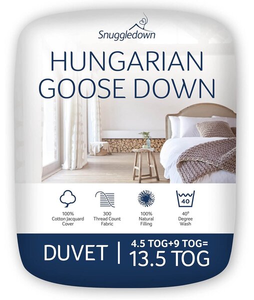 Snuggledown Retreat Hungarian Goose Down Duo 4.5 + 9 Tog All Seasons Duvet