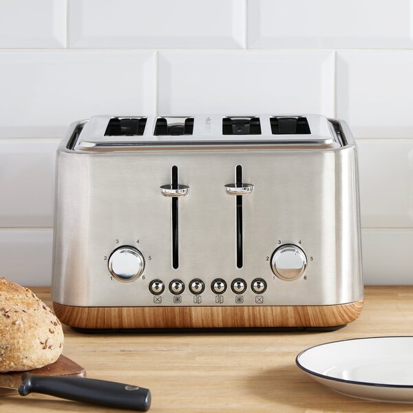 Contemporary Brushed 4 Slice Toaster Silver