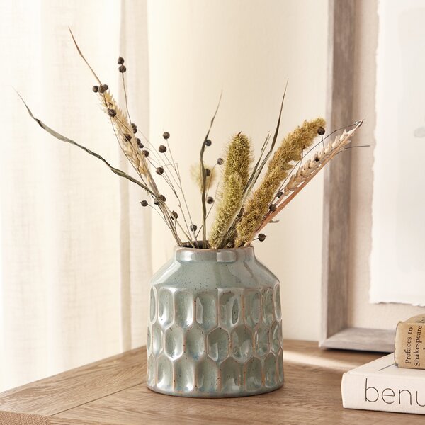 Concave Seagrass 12cm Vase Light Green