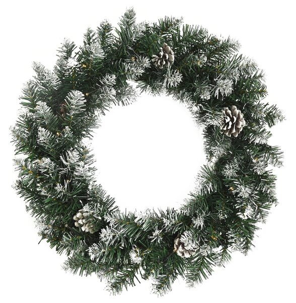 Christmas Wreath with LED Lights Green 45 cm PVC