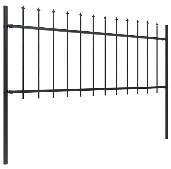 Garden Fence with Spear Top Steel 1.8 m Black