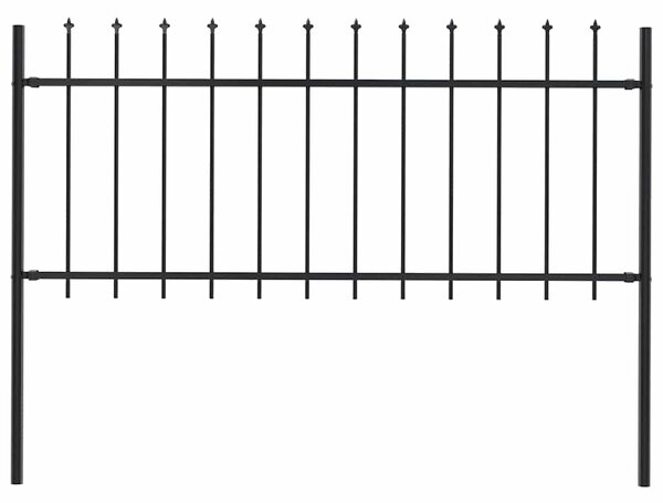 Garden Fence with Spear Top Steel 1.8 m Black