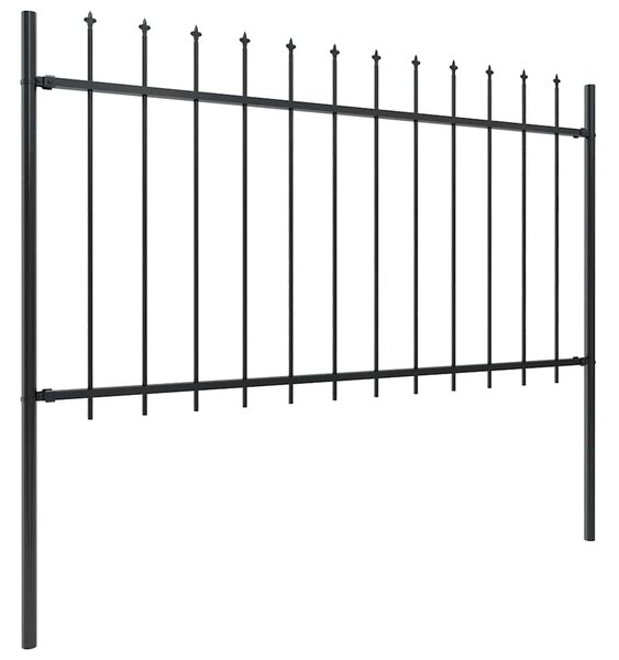 Garden Fence with Spear Top Steel 1.8 m Black