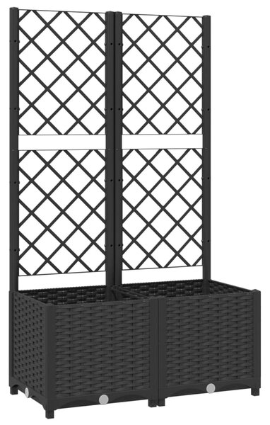 Garden Planter with Trellis Black 80x40x136 cm PP