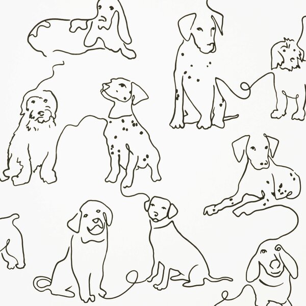 Linear Dogs White Wallpaper