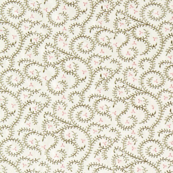 Clarke & Clarke Buta Embroidered Fabric Sage Blush