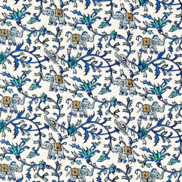 Clarke & Clarke Hathi Embroidered Fabric Cobalt