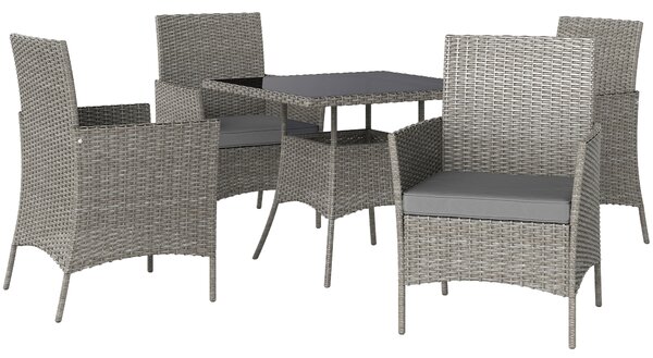 Outsunny Five-Pieces Rattan Dining Set - Light Grey