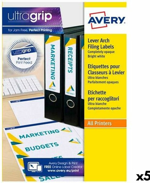 Printer Labels Avery L4761 White 25 Sheets 192 x 61 mm (5 Units)