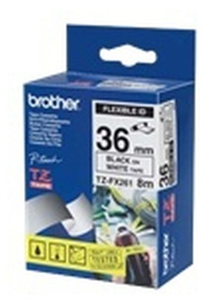 Laminated Tape for Labelling Machines Brother TZEFX261 White Black/White