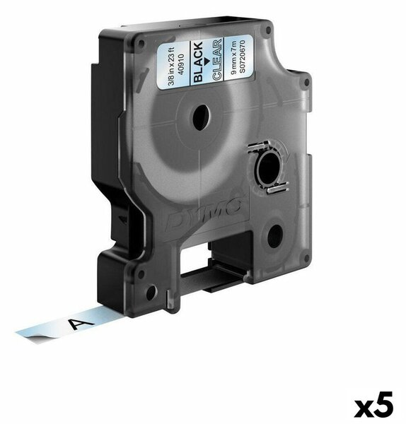 Laminated Tape for Labelling Machines Dymo D1 40910 9 mm LabelManager™ Transparent Black (5 Units)