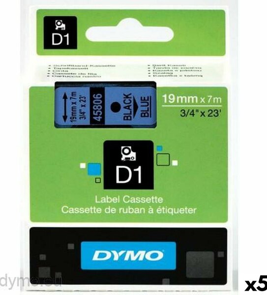 Laminated Tape for Labelling Machines Dymo D1 45806 LabelManager™ Black Blue (5 Units)