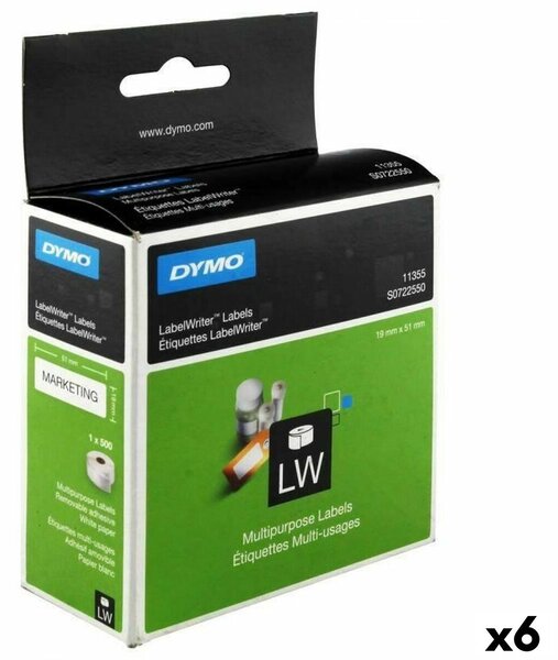 Roll of Labels Dymo LW11355 19 x 51 mm White Black (6 Units)