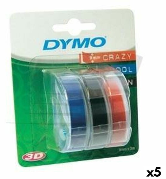 Laminated Tape for Labelling Machines Dymo 9 mm x 3 m Red Black Blue (5 Units)