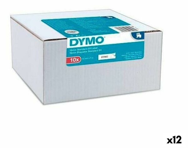 Laminated Tape for Labelling Machines Dymo White Black Self-adhesives 10 Pieces (12 Units)